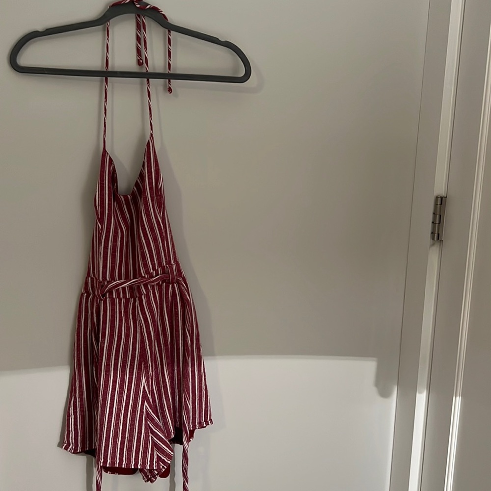 Hollister XS red and white striped romper